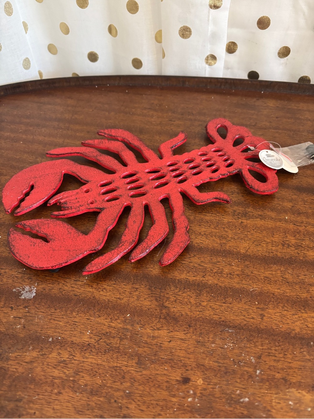 Distressed Red Cast Iron Lobster Trivet NWT Chesapeake Bay LMT. 12”